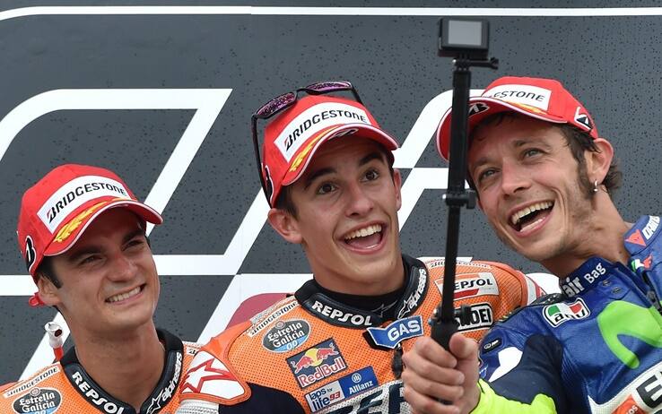Dani Pedrosa, Marc Marquez e Valentino Rossi
