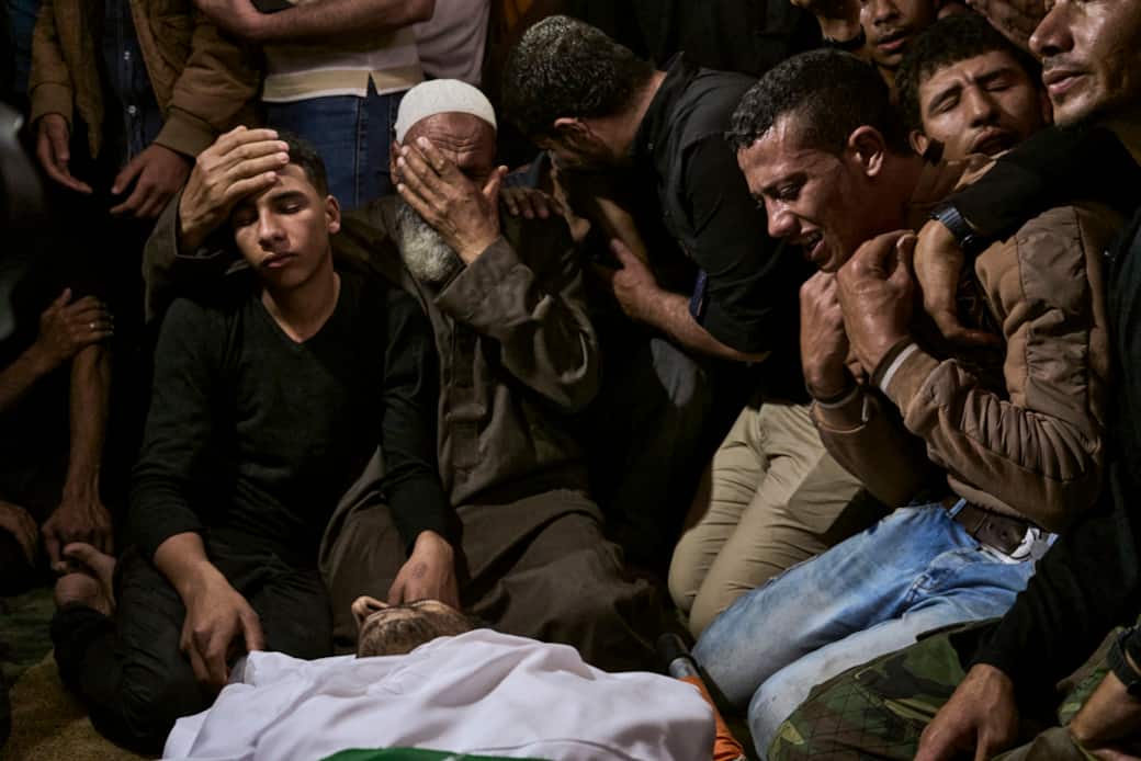 Khan Younis, Striscia di Gaza. Maggio 2018 - I funerali di Jaber Abu Mustafa, un uomo palestinese ucciso al confine tra Israele e Gaza durante le proteste contro il blocco israeliano. © Emanuele Satolli