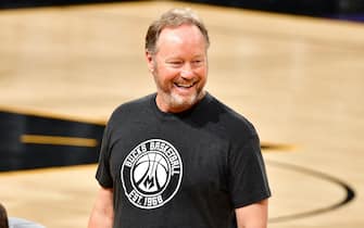 PHOENIX, AZ - JULY 5: Head Coach Mike Budenholzer of the Milwaukee Bucks during practice and media availability as part of the 2021 NBA Finals on July 5, 2021 at Phoenix Suns Arena in Phoenix, Arizona. NOTE TO USER: User expressly acknowledges and agrees that, by downloading and or using this photograph, user is consenting to the terms and conditions of Getty Images License Agreement. Mandatory Copyright Notice: Copyright 2021 NBAE (Photo by Barry Gossaage/NBAE via Getty Images)