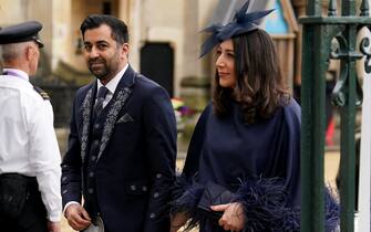 First Minister of Scotland Humza Yousaf and his wife Nadia El-Nakla arriving at Westminster Abbey, central London, ahead of the coronation ceremony of King Charles III and Queen Camilla. Picture date: Saturday May 6, 2023.