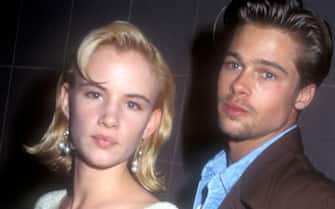 1991 File Photo of Juliette Lewis & Brad Pitt at the premiere of "Thelma & Louise" in Los Angeles on May 10, 1991 in Los Angeles, California (Photo by Barry King/WireImage)
