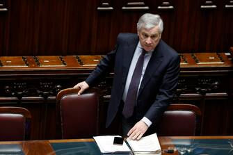 Il ministro degli Esteri Antonio Tajani durante le comunicazioni sulle nuove missioni in Medio Oriente e Mar Rosso, alla Camera dei Deputati, Roma, 05 marzo 2024, ANSA/VINCENZO LIVIERI