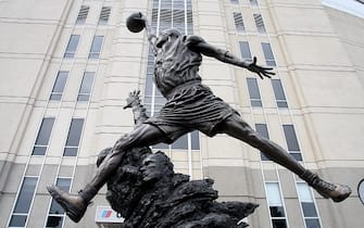 CHICAGO - SEPT 06:  The Michael Jordan statue by Omri and Julie Rotblatt-Amrany sits at United Center in Chicago, Illinois on SEPT 06, 2009.  (Photo By Raymond Boyd/Michael Ochs Archives/Getty Images)