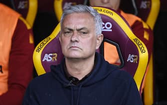 Roma's head coach Jose Mourinho on the bench during the Serie A soccer match between AS Roma and UC Sampdoria at the Olimpico stadium in Rome, Italy, 2 April 2023. ANSA/RICCARDO ANTIMIANI