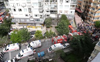 ISTANBUL, TURKIYE- APRIL 02: Firefighters and emergency crews are dispatched to the scene of a fire following the outbreak of a fire at a nightclub in the basement of a 16-story building in Besiktas district of Istanbul, Turkiye on April 02, 2024. Death toll rises to 25 in the fire, says provincial governorship. The cause of the fire remains under investigation. (Photo by Hakan Akgun/Anadolu via Getty Images)