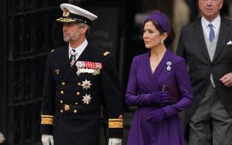 Crown Prince Frederik of Denmark and Mary, Crown Princess of Denmark arriving ahead of the coronation ceremony of King Charles III and Queen Camilla at Westminster Abbey, central London. Picture date: Saturday May 6, 2023.