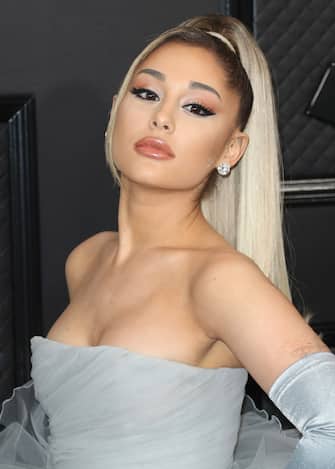 LOS ANGELES, CALIFORNIA, USA - JANUARY 26: Singer Ariana Grande wearing a custom Giambattista Valli dress with Christian Louboutin shoes arrives at the 62nd Annual GRAMMY Awards held at Staples Center on January 26, 2020 in Los Angeles, California, United States. (Photo by Xavier Collin/Image Press Agency/Sipa USA)