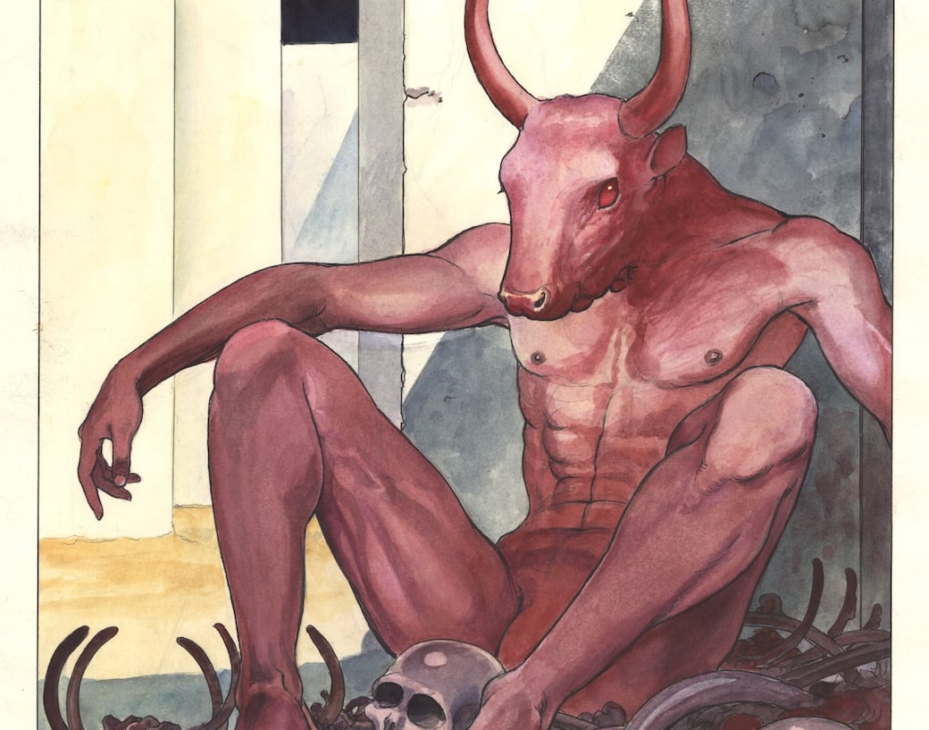Romanzo musicale. Minotauro, acquerello su carta, cm 51 x 36, 1995, collezione dell'autore