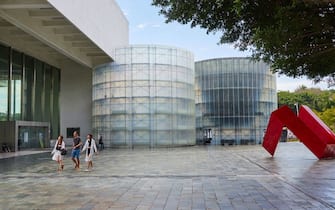 TAIPEI FINE ARTS MUSEUM, TAIPEI, TAIWAN - 2018/07/04: Exterior of Taipei Fine Arts Museum. The museum was the first contemporary arts museum to open in Taipei, and was built using a local interpretation of the Japanese Metabolist architecture style. (Photo by Craig Ferguson/LightRocket via Getty Images)
