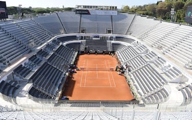 Rome, Italy , May 15th , 2022Pictured left to right, pan shot foro italico central court empty    during Rome Tennis TournamentCredit: Massimo Insabato/Alamy Live News