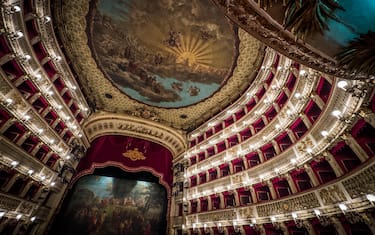 Una veduta del teatro San Carlo appena restaurato. Napoli 3 Aprile 2023. ANSA/CESARE ABBATE 