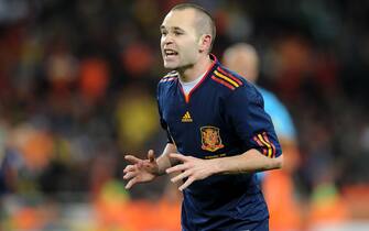 July 11, 2010 - Johannesburg, South Africa - Andres Iniesta of Spain gestures during the 2010 FIFA World Cup Final soccer match between Netherlands and Spain at Soccer City Stadium on July 11, 2010 in Johannesburg, South Africa. (Credit Image: © Luca Ghidoni/ZUMApress.com)