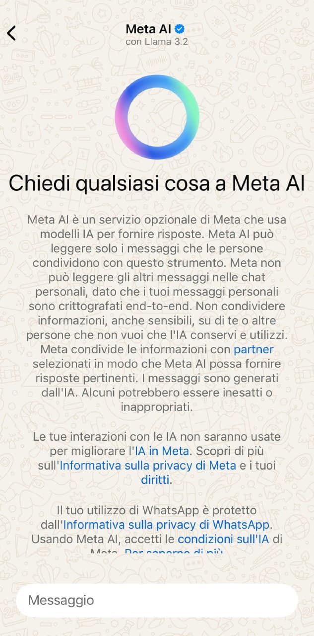 Meta AI su Whatsapp Meta AI su Whatsapp