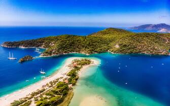 View of the Blue Lagoon, Oludeniz, Mugla, Turkey