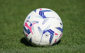 Official match ball of Italian Serie A during the friendly pre season match between Frosinone Calcio and US Salernitana at Stadio Benito Stirpe July 29, 2023 in Frosinone, Italy. (Photo by Giuseppe Maffia/NurPhoto via Getty Images)