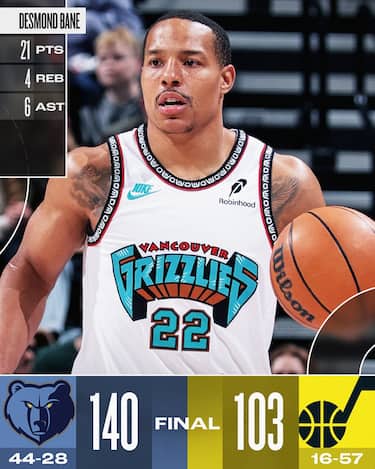 UTAH JAZZ-MEMPHIS GRIZZLIES 103-140