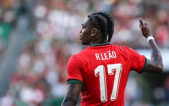 epa11389896 Portugal player Rafael Leao gestures during the international friendly soccer match between Portugal and Finland, in Lisbon, Portugal, 04 June 2024.  EPA/MIGUEL A. LOPES