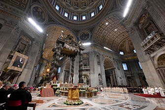 epa11144506 A handout picture provided by the Vatican Media shows a general view during a Holy Mass for Canonization of Maria Antonia of Saint Joseph de Paz y Figueroa with Pope Francis  in Saint Peter's Basilica, Vatican City, 11 February 2024.  On the anniversary of the first apparition of the Blessed Virgin Mary in Lourdes, Pope Francis canonized Maria Antonia of Saint Joseph de Paz y Figueroa, also known as Mama Antula, the founder of the House for Spiritual Exercises of Buenos Aires.  EPA/VATICAN MEDIA HANDOUT  HANDOUT EDITORIAL USE ONLY/NO SALES HANDOUT EDITORIAL USE ONLY/NO SALES