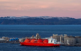 epa10282154 General view of the Equinor facility on Melkoya Island for receiving and processing natural gas from the Snohvit field in the Barents Sea, off the coast of Hammerfest, Norway, 02 November 2022. Gas is received via a 145 km-long pipeline and converted into chilled liquefied natural gas (LNG) for transport on purpose-built LNG ships. The facility began operations in 2007.  EPA/Fredrik Varfjell  NORWAY OUT