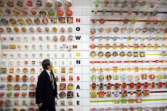 OSAKA, JAPAN - APRIL 08:  Instant cup noodles are on display at the Instant Ramen Museum on April 8, 2008 in Osaka, Japan. It has been fifty years since Momofuku Ando, founder of Nissin Food Products Co., Ltd. first invented instant noodle "Chicken Ramen".  (Photo by Junko Kimura/Getty Images)