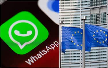 logo whatsapp e bandiere ue