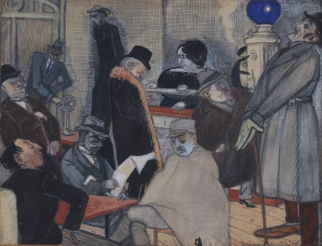 Primo Sinopico, Malerba al caffè, 1917, tempera e grafite su carta riportata su cartoncino, 15 × 20 cm circa, collezione privata, courtesy M.M.M. Archivio Gian Emilio Malerba, Monza (fotografia di Piero Pozzi)