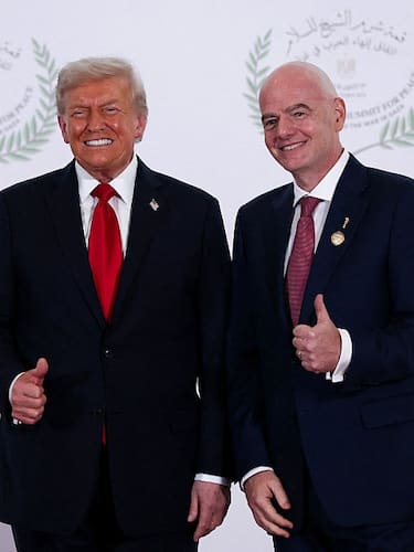 SHARM EL-SHEIKH, EGYPT - OCTOBER 13: U.S. President Donald Trump and FIFA president Gianni Infantino pose for a photo, at a world leaders' summit on ending the Gaza war on October 13, 2025 in Sharm El-Sheikh, Egypt. President Trump is in Egypt to meet with European and Middle Eastern leaders in what’s being billed as an international peace summit, following the start of a US-brokered ceasefire deal to end the war in the Gaza Strip. (Photo by Suzanne Plunkett - Pool / Getty Images)