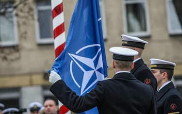 Gdynia, Poland. 12th Mar, 2017. Poland and NATO flag raising ceremony is seen on 12 March 2017 in Gdynia, Poland. Polish Army celebrates 18th anniversary of joining to NATO Alliance. People in Gdynia can visit Polish Navy vessels on this occasion. Credit: Michal Fludra/Alamy Live News
