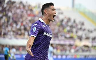 Fiorentina's defender Martinez Quarta  celebrate after scoring a goal during the Italian serie A soccer match ACF Fiorentina vs Atalanta B.C. at Artemio Franchi Stadium in Florence, Italy, 17 September 2023
ANSA/CLAUDIO GIOVANNINI