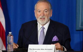 Mandatory Credit: Photo by Matt Bishop/imageSPACE/Shutterstock (14839101aj)
Mike Huckabee speaks during the Building America's Future, Southeastern Pennsylvania Roundtable at the Drexelbrook Event Center on October 29, 2024 in Drexel Hill, Pennsylvania. Photo: Matt Bishop/imageSPACE
Former President Donald J. Trump attends Southeast Pennsylvania Community Roundtable, Drexel Hill, PA, USA - 29 Oct 2024
Building AmericaÃ¢Â€Â™s Future to Host Special Guest President Trump at Southeast Pennsylvania Community Roundtable