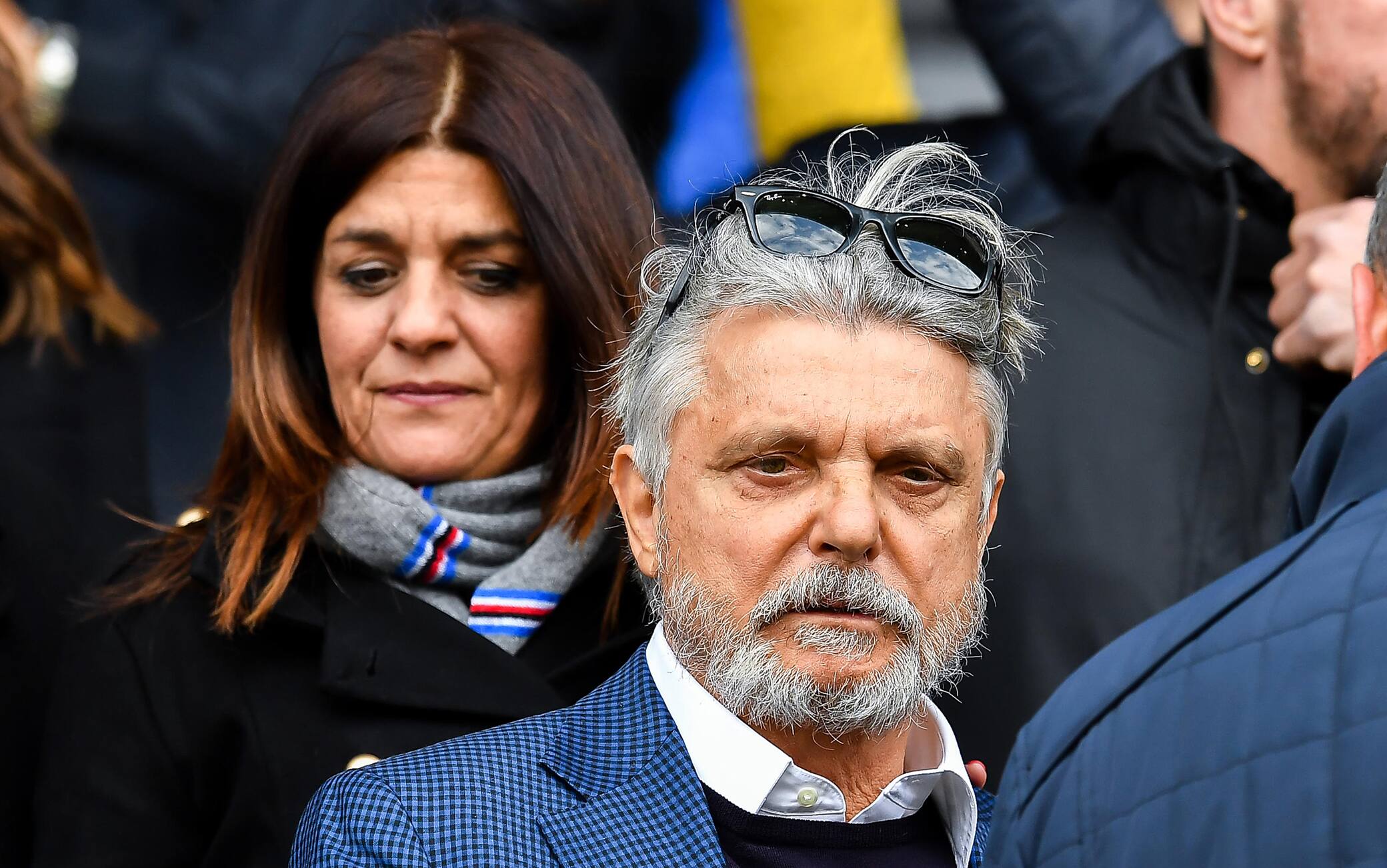 Sampdoria’s Italian chairman Massimo Ferrero (right) and his daughter Vanessa Ferrero before the Italian Serie A soccer match Uc Sampdoria vs Genoa Cfc at Luigi Ferraris Stadium in Genoa, Italy, 14 April 2019ANSA/SIMONE ARVEDA