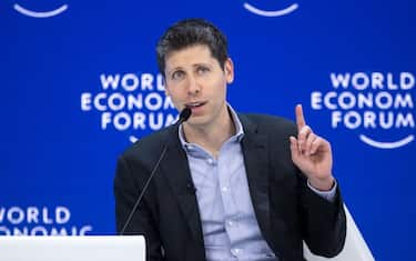 OpenAI CEO Sam Altman gestures during a session on Artificial Intelligence (AI) during the World Economic Forum (WEF) annual meeting in Davos on January 18, 2024. (Photo by Fabrice COFFRINI / AFP) (Photo by FABRICE COFFRINI/AFP via Getty Images)