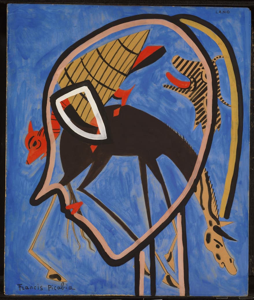 Francis Picabia, LANO, c. 1938 Pencil, gouache, and oil on cardboard 53.3 × 44.5 cm. Private collection