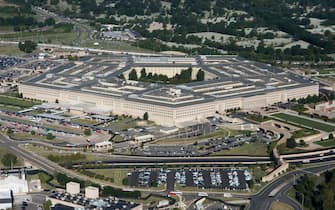 Aerial view of the Pentagon building in Arlington, Va.