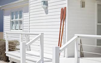 White wooden beach house