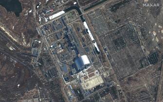epa09816374 A handout satellite image made available by Maxar Technologies shows an overview of Chernobyl Nuclear Power Plant, Ukraine, 10 March 2022.  EPA/MAXAR TECHNOLOGIES HANDOUT -- MANDATORY CREDIT: SATELLITE IMAGE 2022 MAXAR TECHNOLOGIES -- THE WATERMARK MAY NOT BE REMOVED/CROPPED -- HANDOUT EDITORIAL USE ONLY/NO SALES
