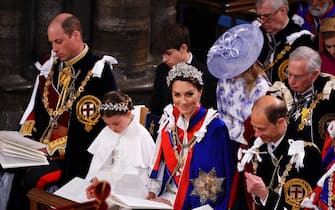 (left to right 1st row) The Prince of Wales, Princess Charlotte, the Princess of Wales, and the Duke of Edinburgh at the coronation ceremony of King Charles III and Queen Camilla in Westminster Abbey, London. Picture date: Saturday May 6, 2023.