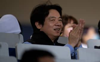 NEW TAIPEI CITY, TAIWAN - OCTOBER 23: Vice President of Taiwan Ching-Te Lai sits at the court side during the CPBL game between Fubon Guardians and Uni-Lions at the Xinzhuang Baseball Stadium on October 23, 2020 in New Taipei City, Taiwan. (Photo by Gene Wang/Getty Images)