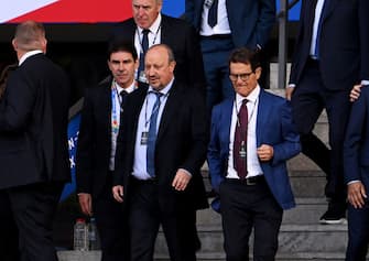 BERLIN, GERMANY - JULY 14: Former Managers Rafael Benitez and Fabio Capello look on prior to the UEFA EURO 2024 final match between Spain and England at Olympiastadion on July 14, 2024 in Berlin, Germany. (Photo by Stu Forster/Getty Images)