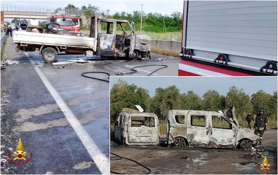 Fallito assalto a portavalori nel Barese, auto in fiamme e banditi in fuga