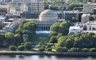 Massachusetts Institute of Technology (MIT) grounds aerial view. Research institute in Cambridge, Massachusetts.