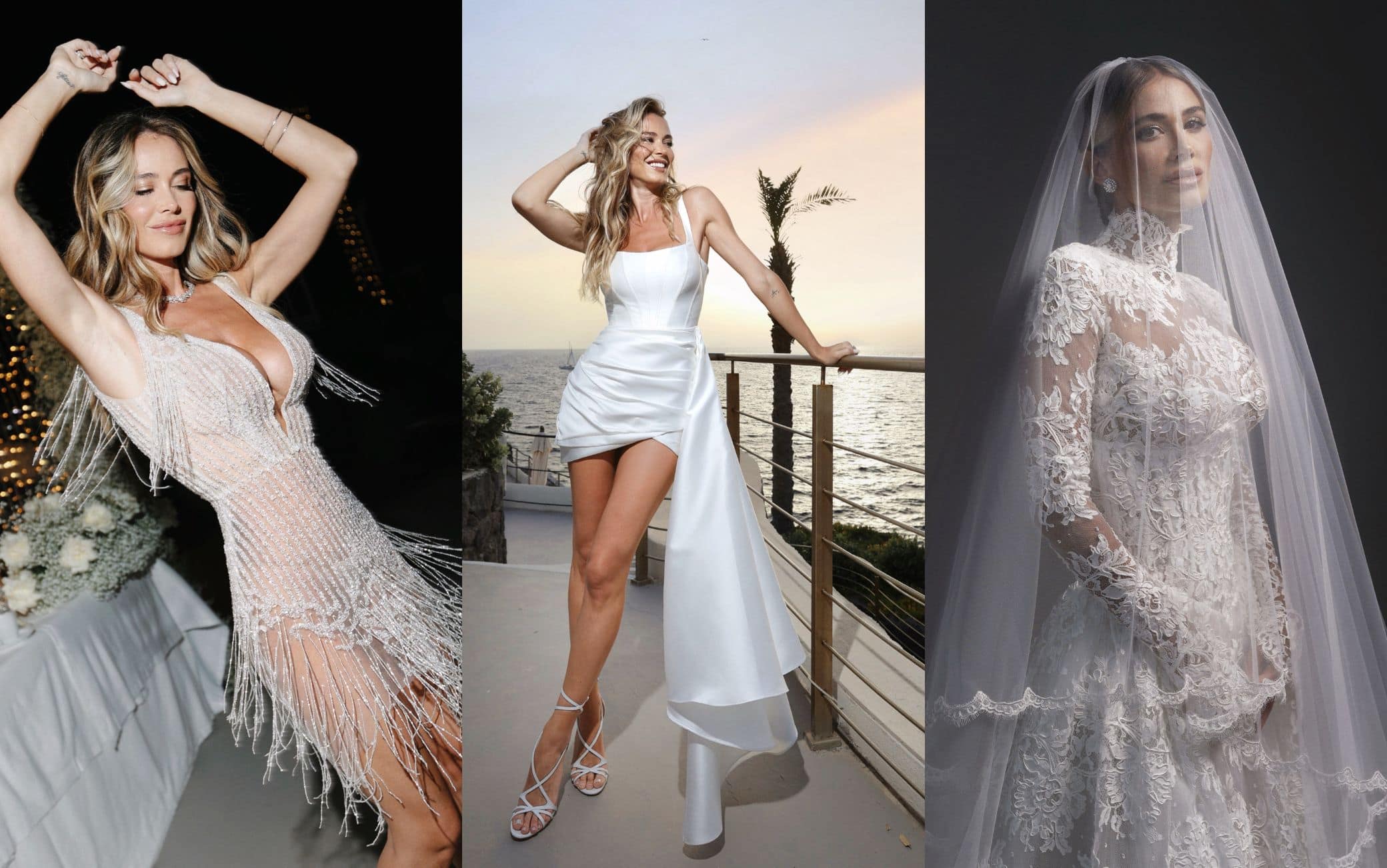 Matrimonio Diletta Leotta i tre abiti da sposa Atelier Eme indossati. FOTO Sky TG24