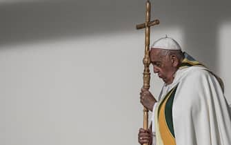 La messa di Papa Fracesco allo Stadio Â?Re BaldovinoÂ? a Bruxelles nel corso del suo viaggio in Belgio, 29 settembre 2024.
Pope Francis leads the holy mass at King Badouin stadium, in Brussels, 29  September 29, 2024. The Pope is on a four-day apostolic journey to Luxembourg and Belgium.
ANSA / CIRO FUSCO