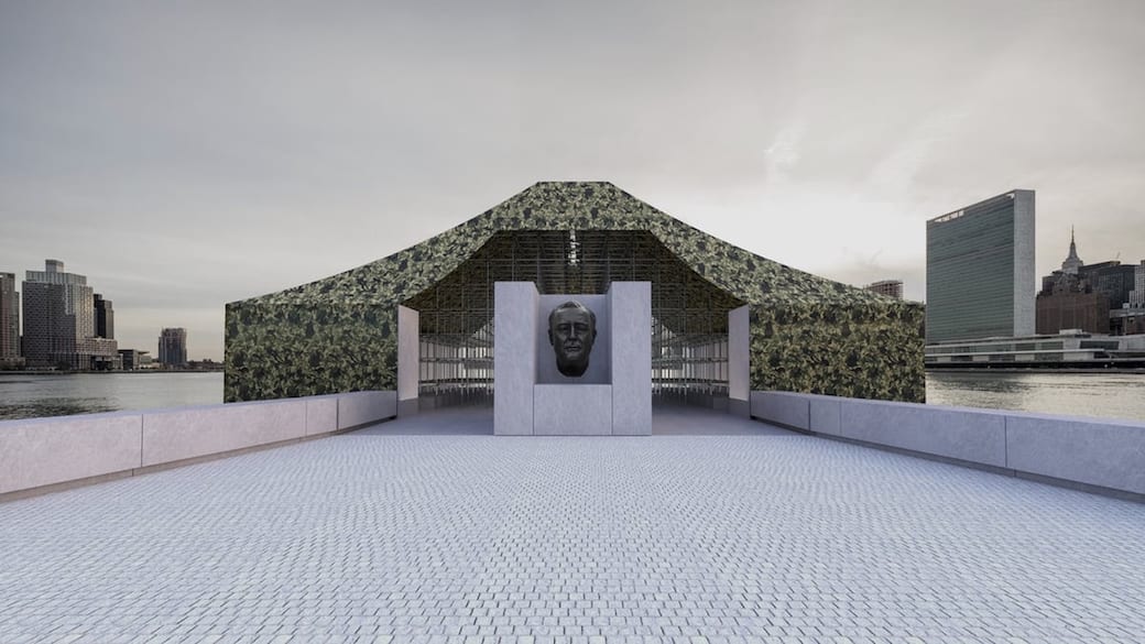 Ai Weiwei, Camouflage, 2025. Rendering of installation looking Southwest. Image © Ai Weiwei
