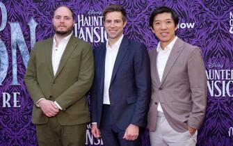 epa10748806 (L-R) US producers Nick Reynolds, Jonathan Eirich and Dan Lin attend the premiere of 'Haunted Mansion' in Anaheim, California, USA, 15 July 2023. This is the first premiere since SAG-AFTRA decided to go on strike after negotiations with AMPTP failed as they reached their 12 July 2023 deadline at midnight. Due to this strike, no cast members of the film showed up for the premiere.  EPA/ALLISON DINNER
