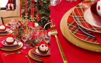 Tavola natalizia tartan completa per 6 persone