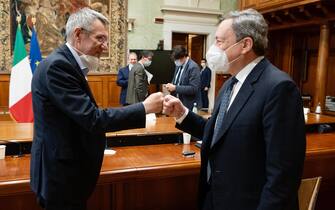 Maurizio Landini e Mario Draghi