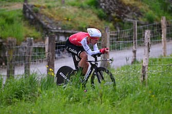 IRUN, SPAIN - APRIL 01: Stefano Oldani of Italy and Team Cofidis sprints during the 63rd Itzulia Basque Country 2024, Stage 1 a 10km individual time trial stage from Irun to Irun / #UCIWWT / on April 01, 2024 in Irun, Spain. (Photo by Tim de Waele/Getty Images)