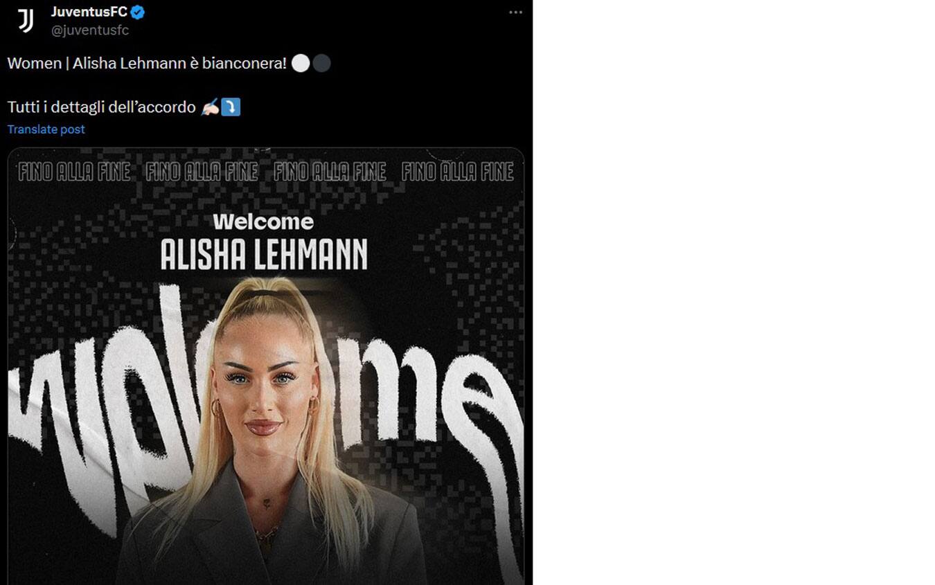 Alisha Lehmann-Juventus Ufficiale, Contratto Fino Al 2027 Per La ...