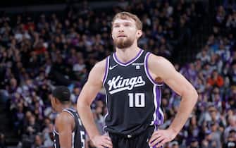 SACRAMENTO, CA - JANUARY 3: Domantas Sabonis #10 of the Sacramento Kings looks on during the game against the Orlando Magic on January 3, 2024 at Golden 1 Center in Sacramento, California. NOTE TO USER: User expressly acknowledges and agrees that, by downloading and or using this Photograph, user is consenting to the terms and conditions of the Getty Images License Agreement. Mandatory Copyright Notice: Copyright 2024 NBAE (Photo by Rocky Widner/NBAE via Getty Images)